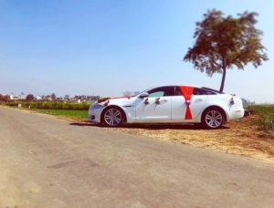 White Jaguar XJL Decorated Luxury Wedding Car Punjab wedding cars